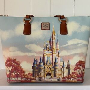 Dooney & Bourke Castle Print Tote Bag - Blue and Brown